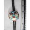 Image 1 : SILVER W/CORAL & TURQUOISE NAVAJO BOLO TIE