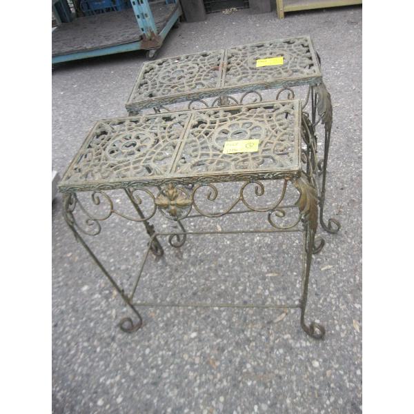 2 METAL END TABLES