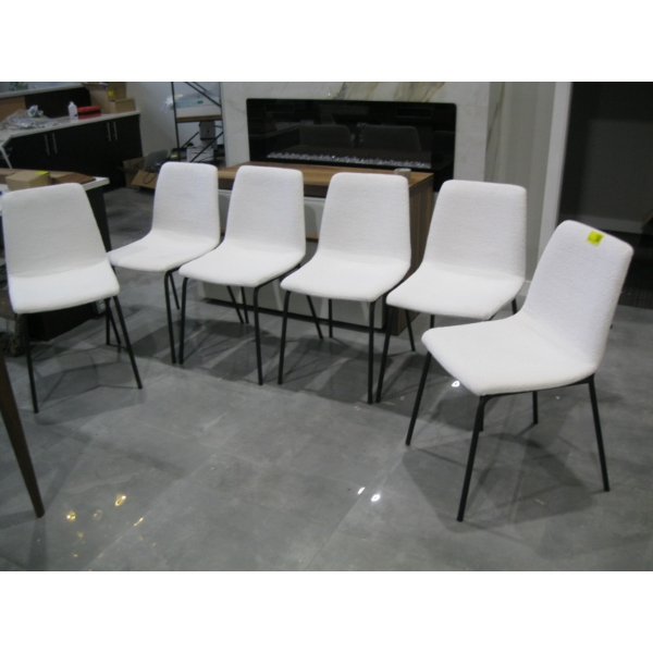 SET OF 6 WHITE & BLACK METAL FRAME CHAIRS