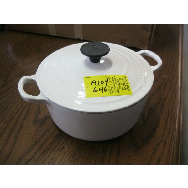 LECREUSET ENAMEL LIDDED POT, MADE IN FRANCE