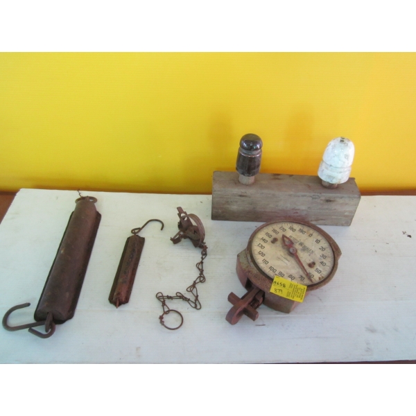 VINTAGE SCALES, INSULATORS, TRAP, ETC.