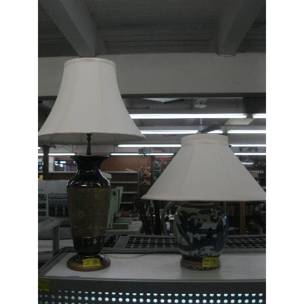 2 LAMPS -  WHITE & BLUE BASED & GOLD & BLUE BASED