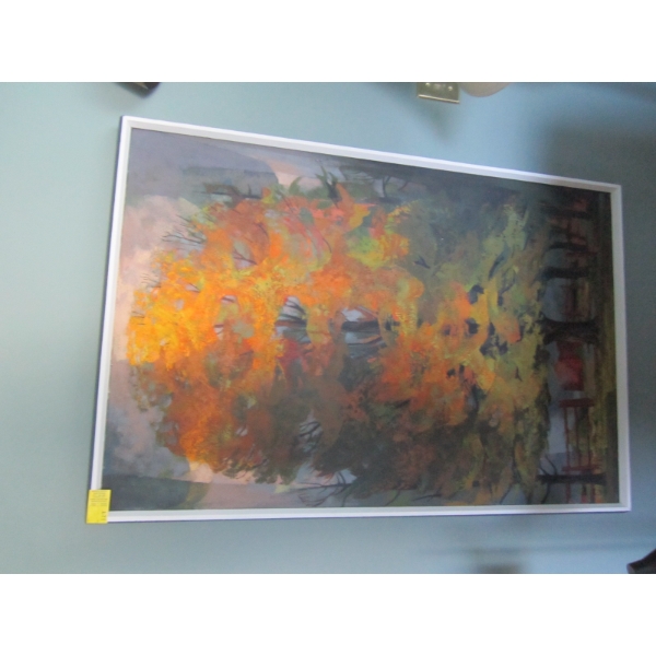 LG. FRAMED PAINTING, SIGNED JOHN BECTHEL, 1958