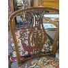 Image 2 : WOOD FRAMED UPHOLSTERED SEAT ANTIQUE ARMCHAIR & MATCHING SIDE CHAIR
