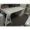 Image 2 : IKEA DESK W/4 DRAWER CABINET, ADJUSTABLE HEIGHT SAWHORSE STANDS & DESK TOP