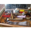Image 1 : GLASS TOP CASE W/ASST. COLLECTABLE SHAVING ACCESS. - RAZORS, STROPS, ETC.
