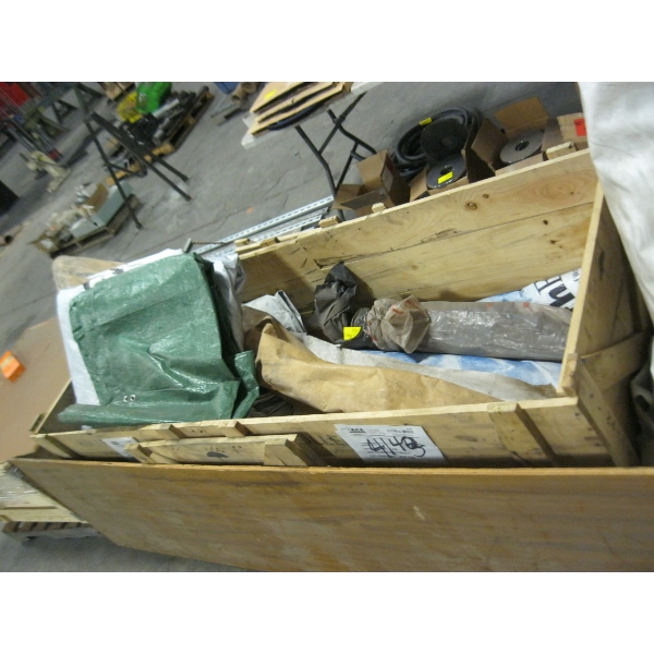 BIN W/MISC. PLASTIC TARPS, ETC.