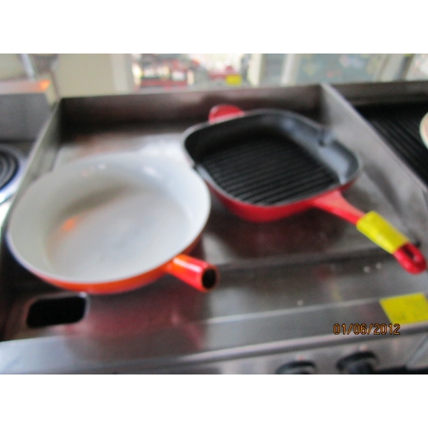 2 CAST ENAMEL FRY PANS