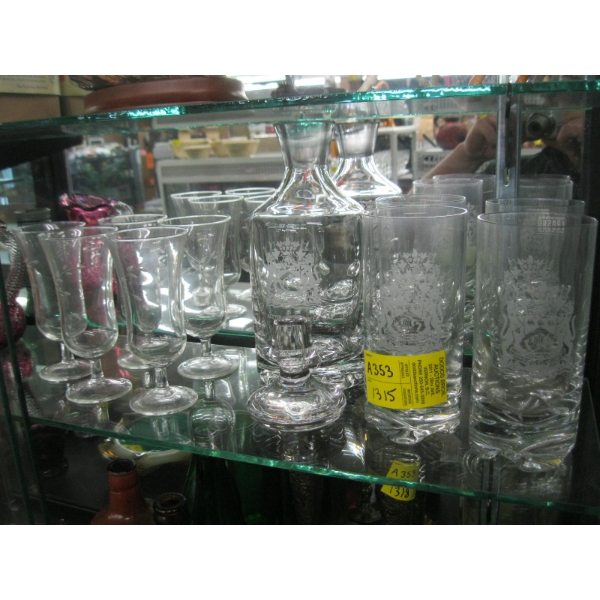 WEST VANCOUVER DECANTER & GLASS SET & 5 STEM GLASSES