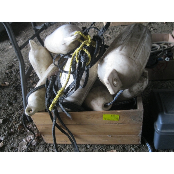 WOODEN CRATE W/ASST. BOAT BUMPERS
