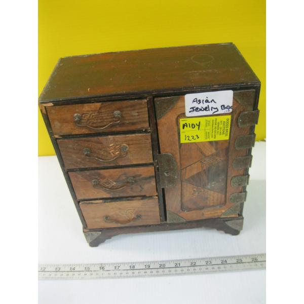 ASIAN JEWELLERY BOX W/INLAY