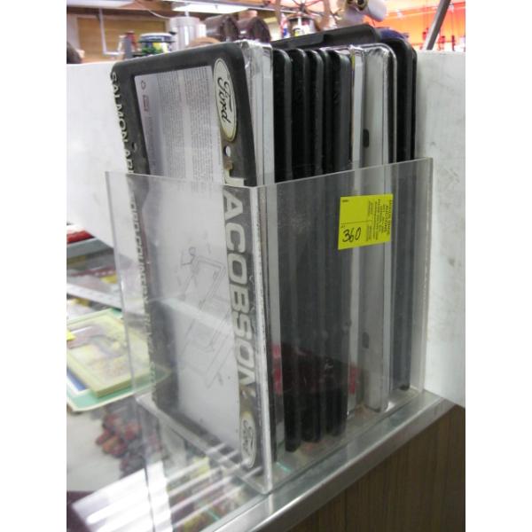 BIN W/ASST. LICENCE PLATE HOLDERS