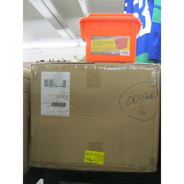CASE OF 16 ORANGE SMALL AMMO BOXES
