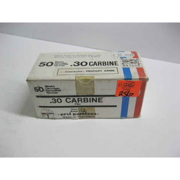 PRVI PARTIZAN .30 CABINE FMJ 110GR|1X50 CARTRIDGES