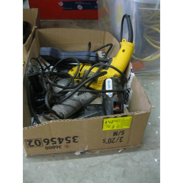 MISC. SOLDERING IRON, GLUE GUN, DRILLS, ELECTRIC STAPLER