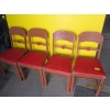 Image 1 : 4 WOOD CHAIRS w/RED VINYL SEATS