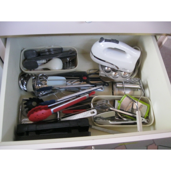 DRAWER W/ASST. KITCHEN UTENSILS, MIXER, ETC.