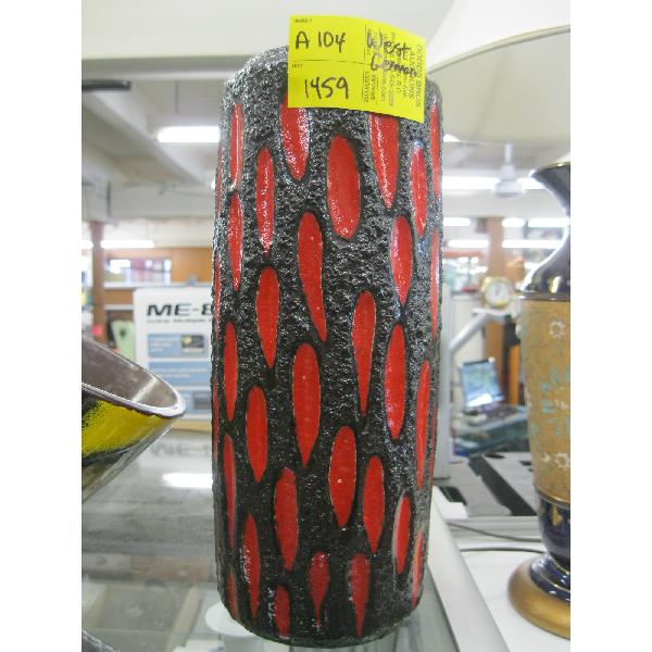 WEST GERMAN RED & BLACK VASE