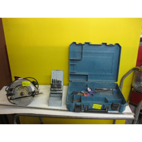 SKILL CIRCULAR SAW & MAKITA CASE W/ASST. DRILL BITS