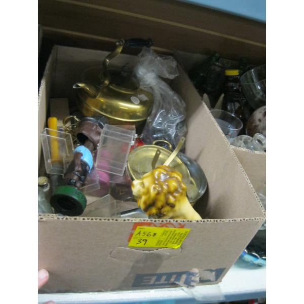 MISC. BOBBLEHEAD FIGURINE, SOAPSTONE CARVING, LION FIGURINE, ETC.