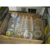 Image 3 : CRATE OF MISC. RUBBER GLOVES, CLEANERS & BOX OF MISC. DRYING RACKS, CANNING JARS, ETC.