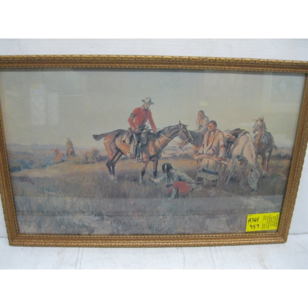 RUSSELL PRINT OF MOUNTIE & FIRST NATIONS