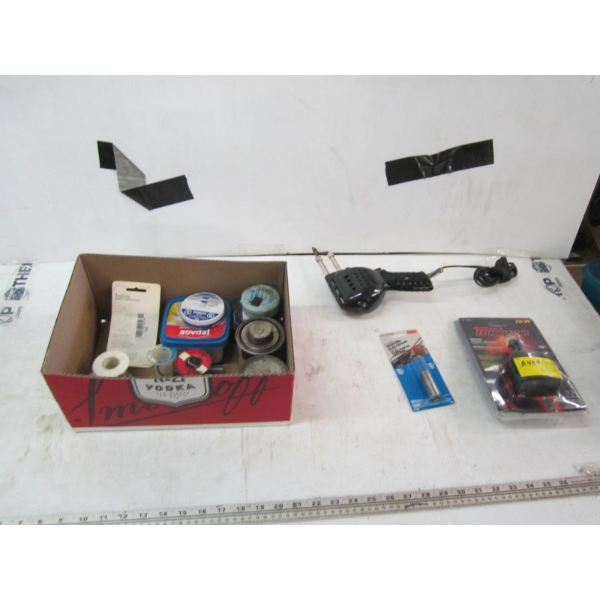 SOLDERING IRON, SOLDER WIRE, MOTOMASTER ELIMINATOR MOBILE POWER INVERTER, 75W