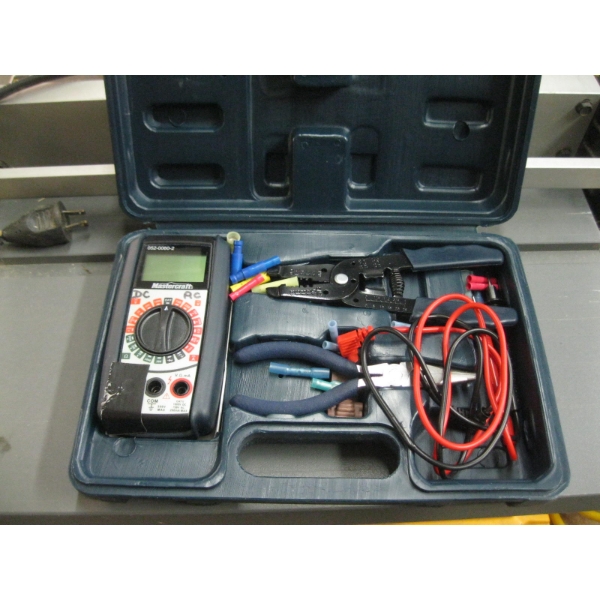 SET OF MASTERCRAFT ELECTRONIC TEST KIT, PLIERS, VOLTOMETER, ETC.