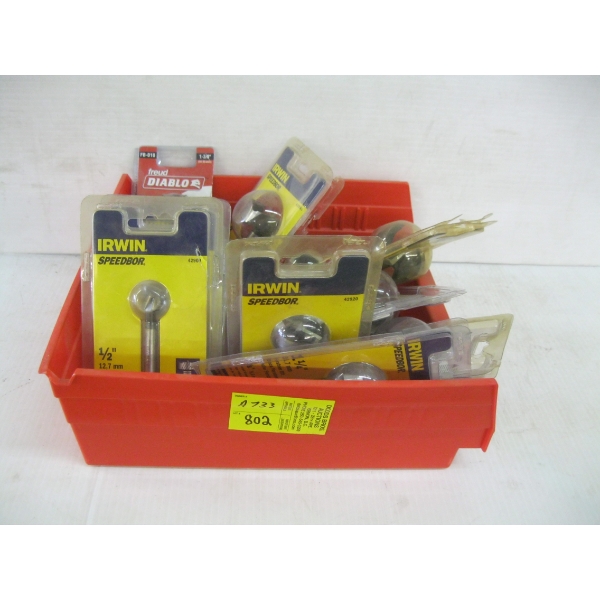 RED CONTAINER OF FORSTNER BITS - VARIOUS SIZES