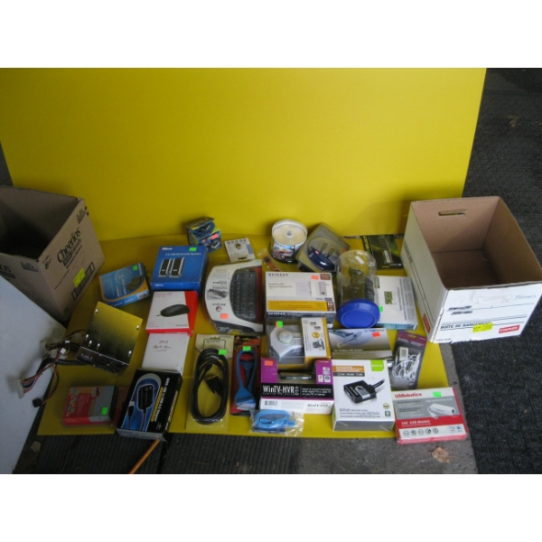 2 BOXES OF NEW COMPUTER ITEMS  