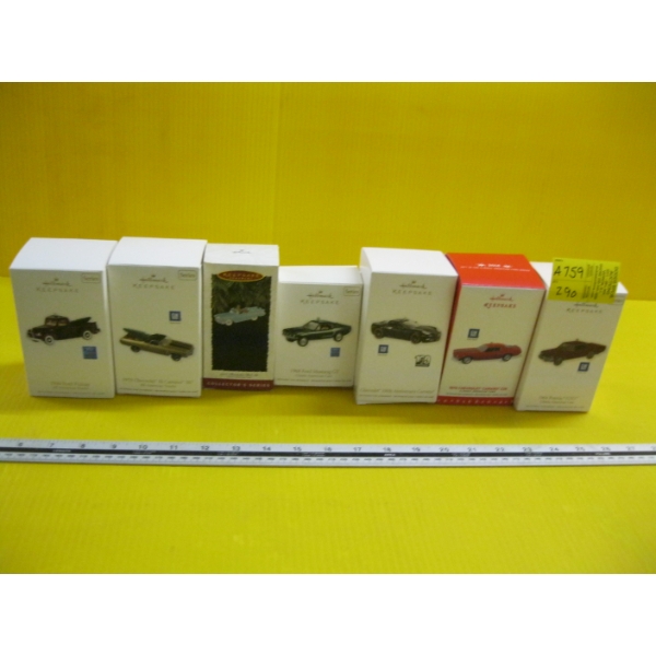 7 HALLMARK KEEPSAKE CHRISTMAS TREE CAR ORNAMENTS
