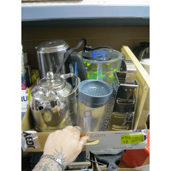 MISC. KETTLES, MEASURING CUP, GRATER, ETC.