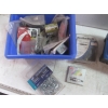 Image 2 : BIN OF METAL LIGHT COVERS, LIGHT BOXES, TOOLBOX, FINISHING NAILS, ETC.