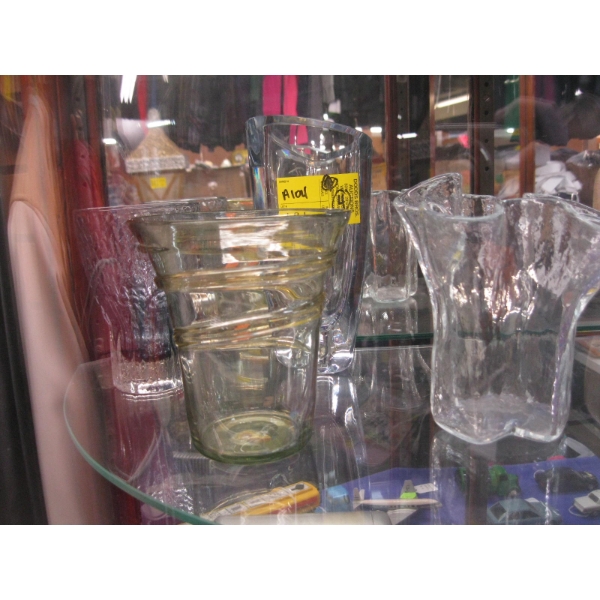 4 WHITEFRIARS & HOLMGAARD MCM GLASS VASES