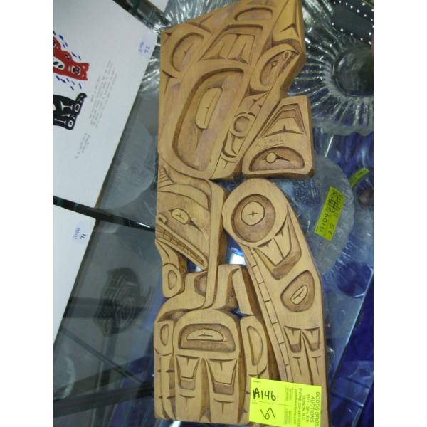 CARVED NATIVE WALL PLAQUE BY J. EARL, SIGNED