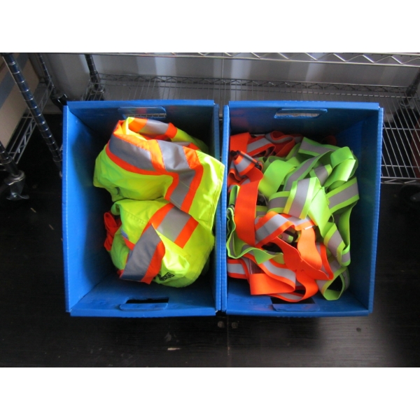 2 BINS OF SAFETY VESTS, ETC.