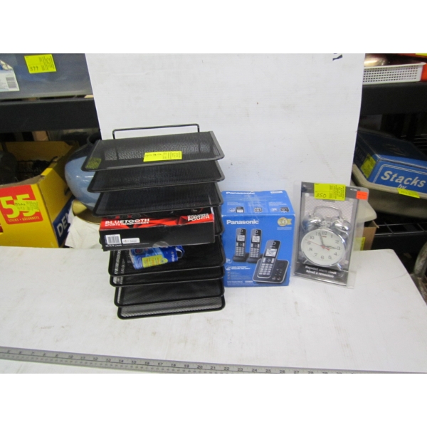 ALARM CLOCK, TELEPHONES, HEADPHONES, ETC.