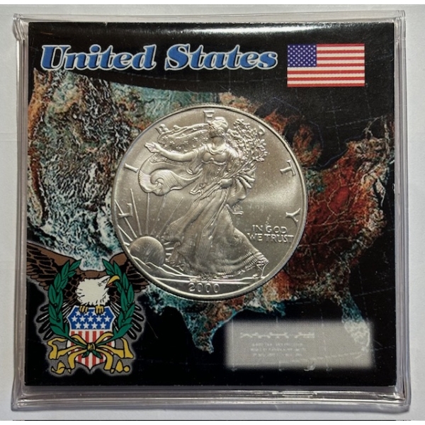 2000 1 OZ USA EAGLE .999 SILVER $1 COIN (TAX EXEMPT)