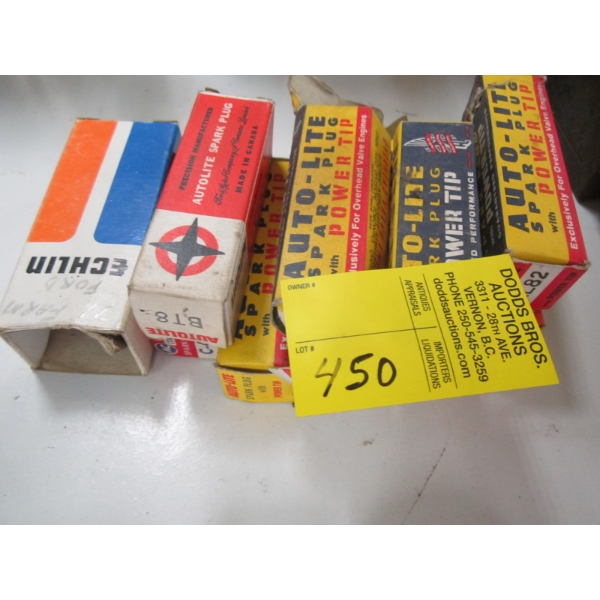 VINTAGE SPARKPLUG BOXES, SPARKPLUGS, ETC.