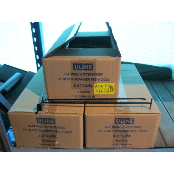 3 BOXES OF SLATWALL 12" BLACK PEG HOOKS