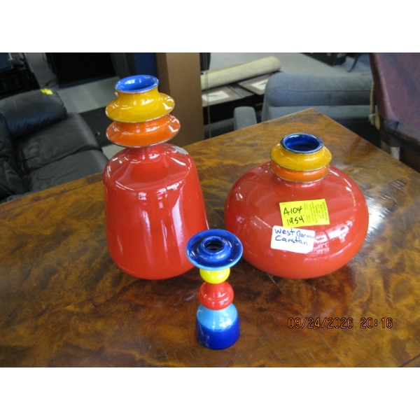 3 WEST GERMAN KARSTEN MCM VASES