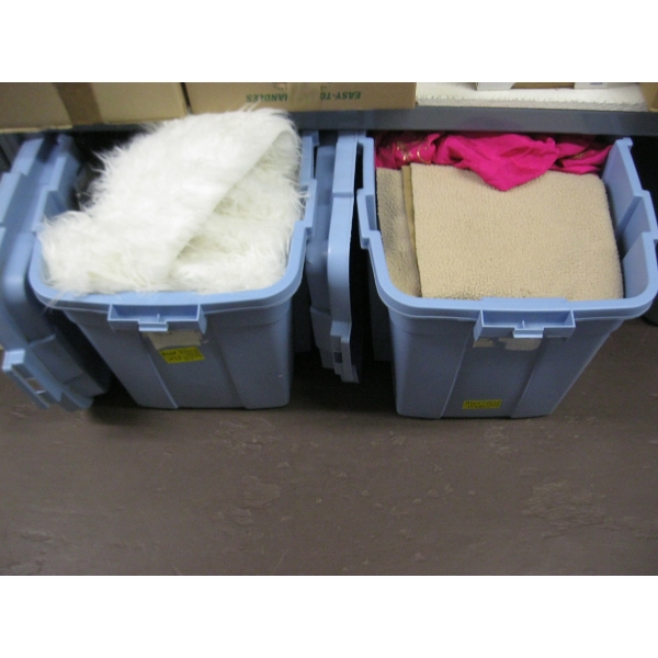 2 BLUE TOTES OF MISC. FABRIC