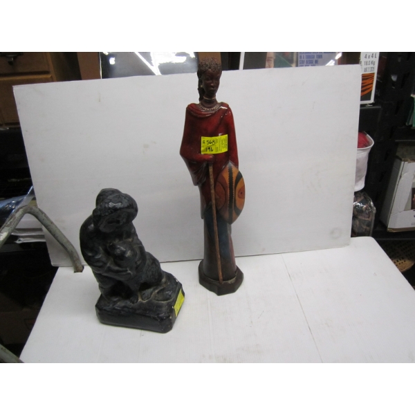 2 FIGURINES - 1 AFRICAN FIGURINE NUMBERED