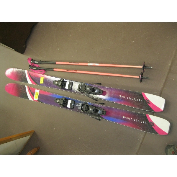 PAIR OF K2 FAT SKIS W/BINDINGS & POLES