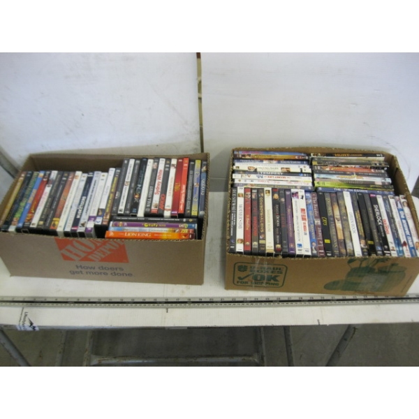 2 BOXES OF DVDs