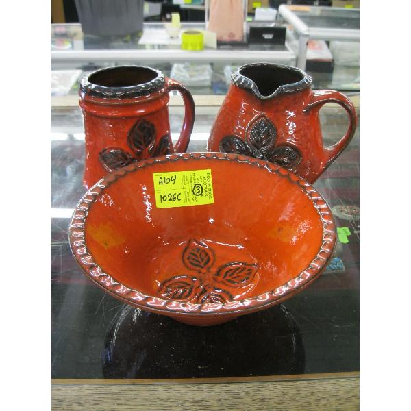 3 PIECES WEST GERMAN POTTERY