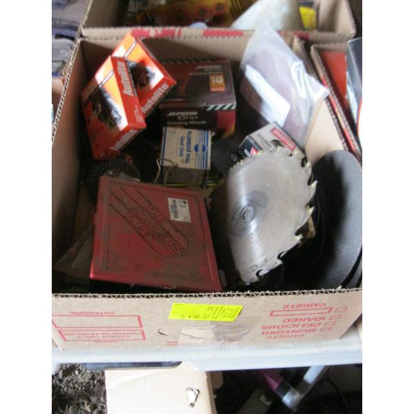 MISC. 4" GRINDING DISCS, SPARKPLUGS, ETC.
