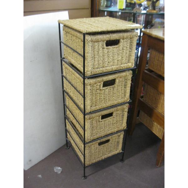4 DRAWER METAL & WICKER DIVIDER