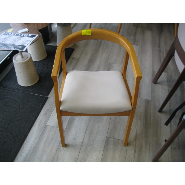 LIGHT UPHOLSTERED WOOD FRAMED DINING CHAIR