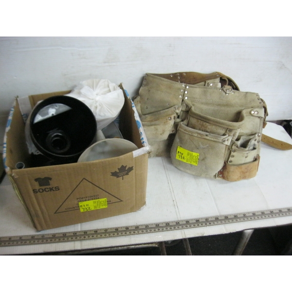 MISC. FUNNELS & A LEATHER NAIL POUCH